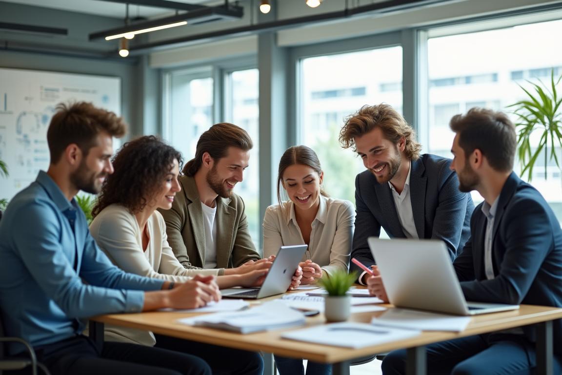 Equipo colaborando en un proyecto de experiencia de empleado